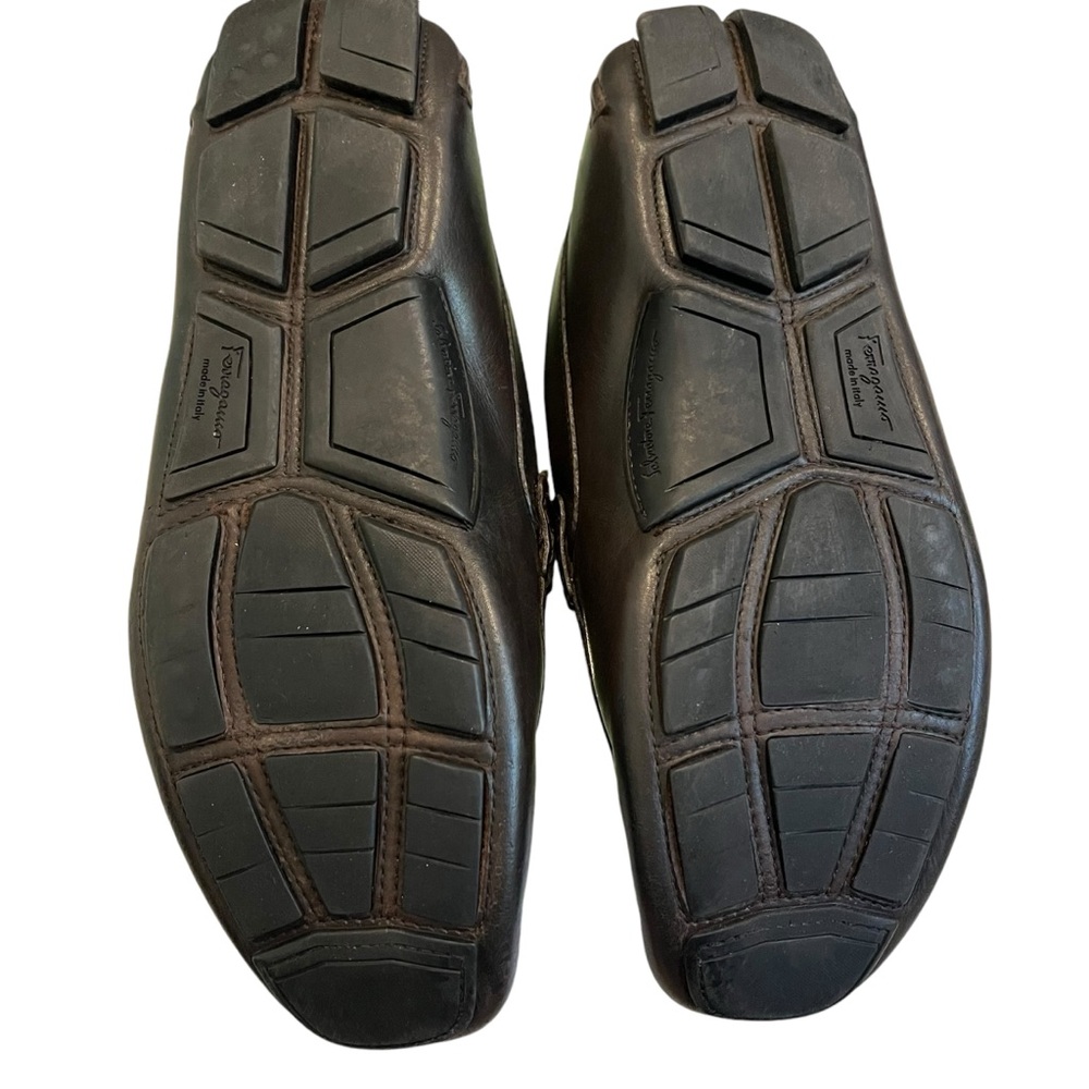 SALVATORE FERRAGAMO Plum Leather Driving Shoes Sz 8.5 EE, RETAIL $560 - Picture 13 of 14